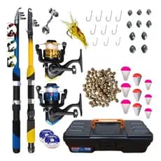 Kit pesca 2 varas + 2 Molinetes Ultra Light + Acessórios