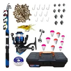 Kit pesca vara + Molinete Ultra Light + Maleta + Acessórios