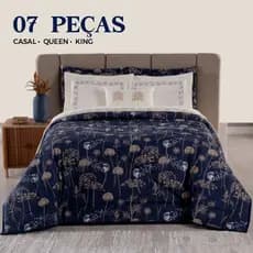 KIT 07 peças Edredom Macio Fofinho Premium + Jogo de Lençol 100% Algodão Luxo Moderno Viena - CASAL, QUEEN e KING