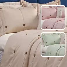 Colcha Cama Cobre Leito 300 Fios Premium Macio Luxo Moderno 07 Peças Botão Tamanhos - SOLTEIRO, KING e QUEEN