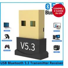 Adaptador USB Bluetooth 5.3 para PC e Laptop: Receptor e Transmissor de Áudio Sem Fio para Caixa de Som