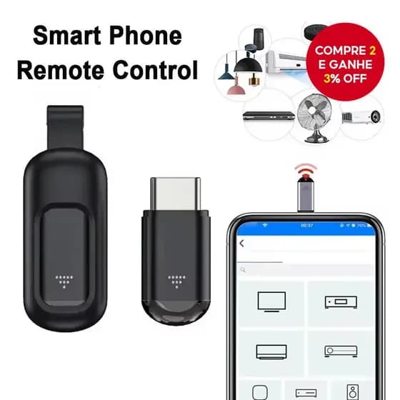Tipo-C Micro USB Inteligente Infravermelho Universal Remoto Para TV Box Celular Ar Condicionado