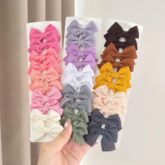 10 peças/conjunto Presilhas de Cabelo com Laço Fofo para Meninas, Laços de Cabelo Feitos à Mão, Acessórios de Moda para