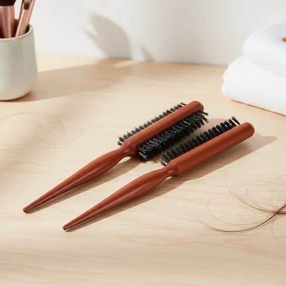 Escova de Madeira Maciça com Cerdas de Javali – Perfeita para Escovar o Cabelo, Manutenção da Barba, Corte de Cabelo e