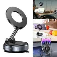 K007 Suporte Magnético Veicular 360° Rotativo para Celular, Adsorção a Vácuo, Suporte de Ímã Potente