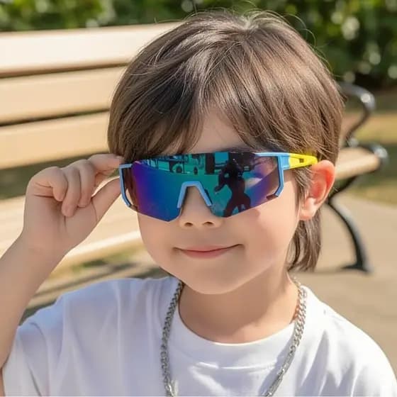 Óculos de sol esportivos para crianças com proteção UV, armação flexível inquebrável, ideais para meninos e meninas em