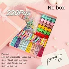 Conjunto de 220 peças de prendedores de cabelo em cores de doces, elásticos para rabos de cavalo, acessórios para cabelo