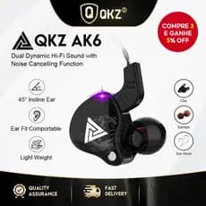 QKZ AK6 - Fones de Ouvido Esportivos AK6-X de Alta Qualidade com Microfone Versão Atualizada com Grave