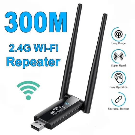 Extensor de Rede WiFi 2.4G 300Mbps USB Sem Fio Longa Alcance Repetidor Booster