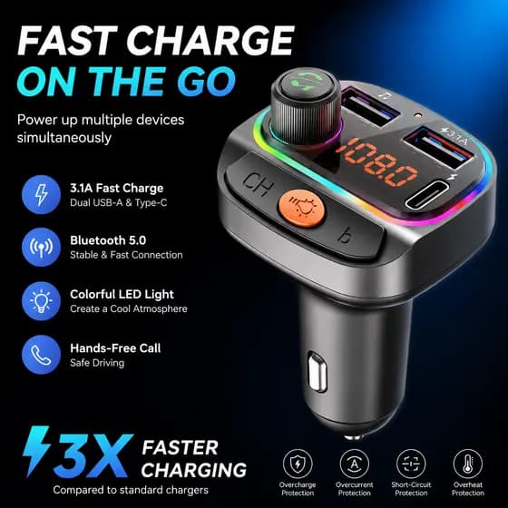 Transmissores FM Bluetooth C26 Adaptador Sem Fio MP3 Para Carro