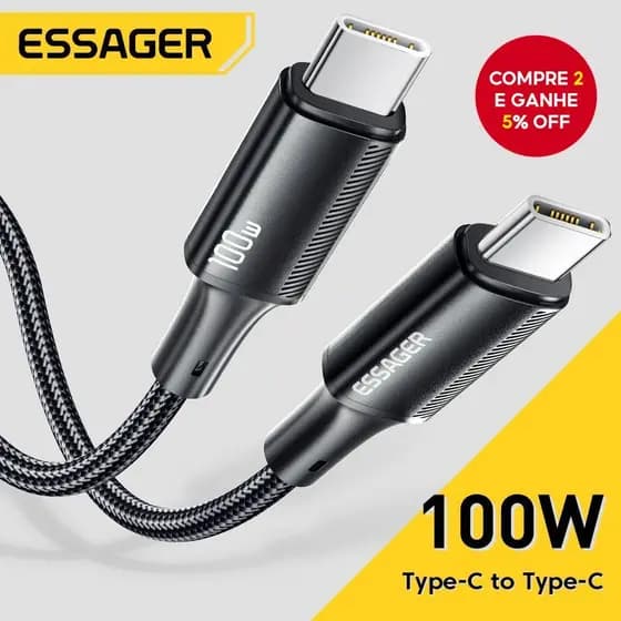 Essager 100W 5A Cabo USB-C PD USBC Tipo-C de Carregamento Rápido 480Mbps Para Laptop Samsung Xiaomi IP Carregador