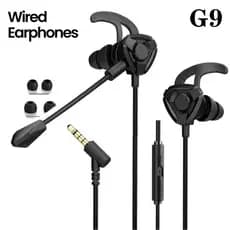 Fones de Ouvido Gamer Dual Driver G9 3,5 mm com Fio 3D Estéreo Redução de Ruído Alta Qualidade Fone Intra-Auricular