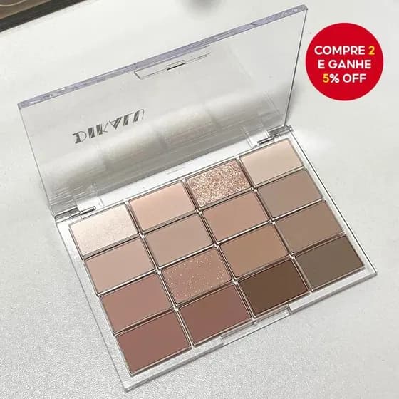 Nova Paleta de Sombra para Olhos DIKALU com 16 Cores – Tons Nude, Cinza-Rosa, Marrom Coco e Tons Neutros Terrosos para o
