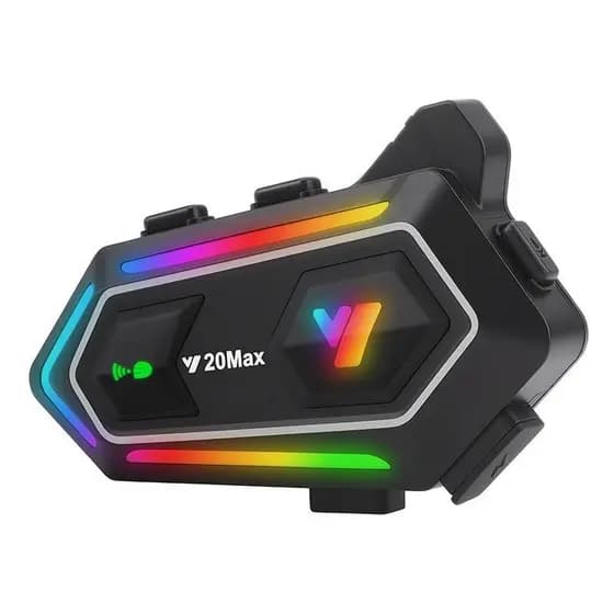 Y20 MAX Fones de Ouvido Bluetooth Intercomunicadores à Prova d'Água com Luz RGB para Capacete, para Ciclismo e Moto
