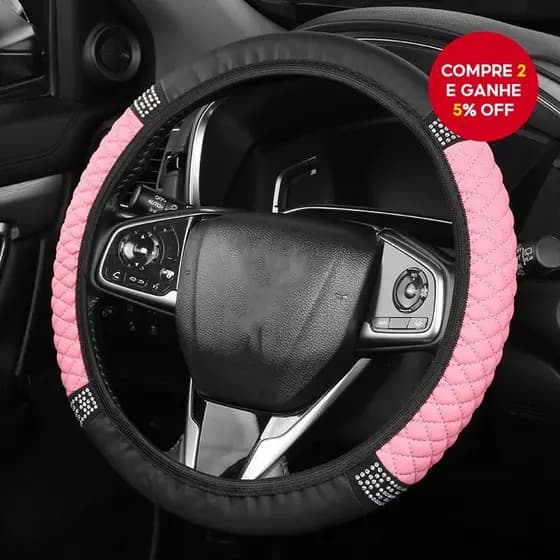 Capa de volante de carro elástica sem anel interno, bordada com strass