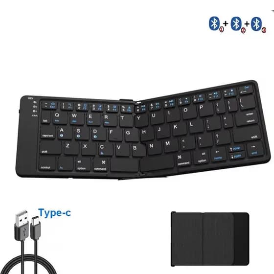 JOMAA Teclado portátil dobrável ultra fino com Bluetooth para celular, teclado dobrável sem fio recarregável para