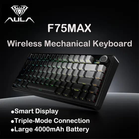 Teclado Mecânico Sem Fio Aula F75MAX - Teclado Gamer com 3 Modos (Bluetooth/2.4G/USB-C), Retroiluminação RGB e Troca a