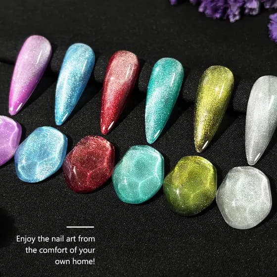 Conjunto de Gel de Gato para Unhas Gel de Arte de Unhas com Efeito de Gato Brilhante e Brilhante Gel de Unhas para
