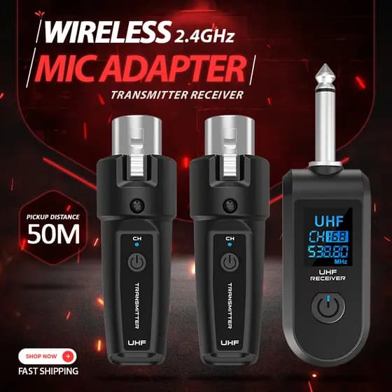 Transmissor de Microfone Sem Fio 2.4G Receptor XLR Conversor de Microfone com Fio para Sem Fio para Microfone Dinâmico,