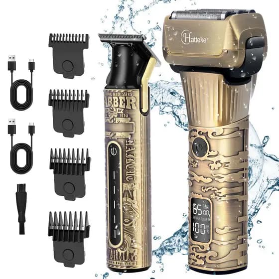 Hatteker Barbeador de Folha, Aparador de Barba Elétrico, Barbeador Masculino Lâmina em T, Cortador de Barba, Máquina de