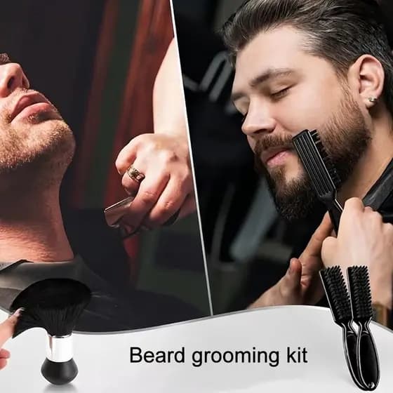1 conjunto de escova de barba profissional com escova macia portátil e pente de barba, ideal para salão, barbeiros e