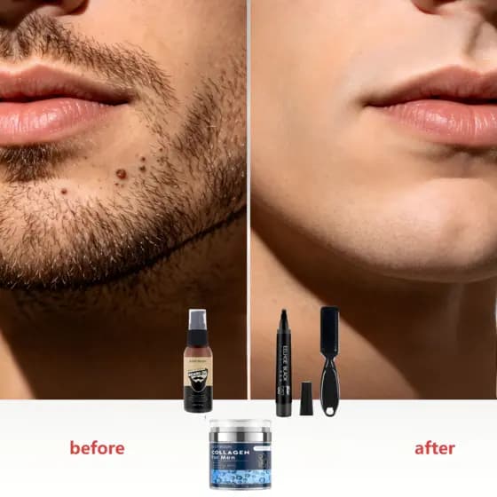 Conjunto de Cuidado de Barba Masculino 4 em 1: óleo, creme, caneta de preenchimento e escova