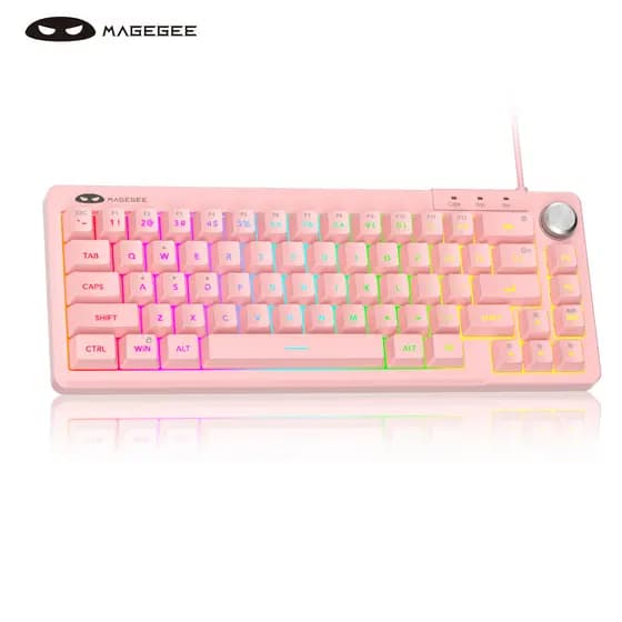 Teclado Gamer Mini 60% MageGee, Teclado Compacto Ultra-Luminoso RGB, Teclado Mecânico Ergonômico à Prova d'Água TS68
