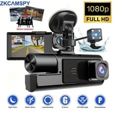 Câmera Veicular 3 Lentes Dashcam Gravação Frontal e Traseira 1080p 3 Câmeras Caixa Preta