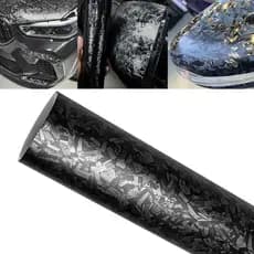 Rolo De Decalque De Fibra De Carbono Forjado Preto Filme PET Autoadesivo De Liberação De Ar Para Carro