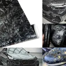 Vinil adesivo de fibra de carbono forjado preto em rolo com tecnologia de liberação de ar
