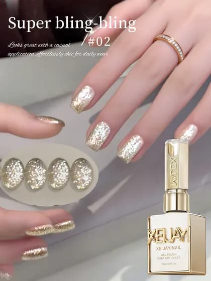 XEIJAYI 15 ml 1 unidade Glitter intenso Gel para unhas Semi Permanente Arte de Unhas para Salão DIY Gel para unhas
