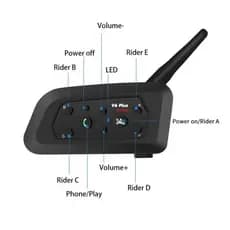  V6 PLUS Intercomunicador para Moto de Dupla Via 1500M Bluetooth para 6 Motociclistas