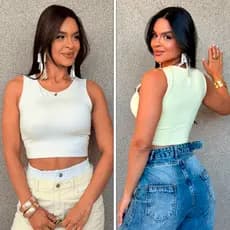 Regata Dupla Face 2 em 1 Cropped Blusa Frente Única Look
