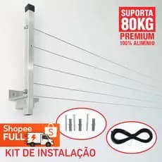 Varal Retrátil De Parede Grande De Alumínio Suporte Resistente Recolhivel 80kg - Envio Imediato