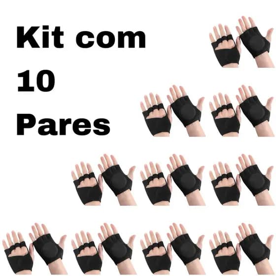 Kit Com 10 Pares Luva Para Musculação Academia Crossfst Ginástica  Atacado Revenda