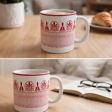Caneca de Cerâmica 250ml Branca com Estampa Vermelha