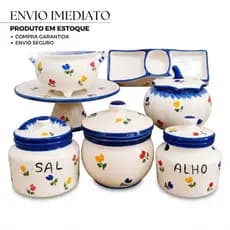 Saleiro e Porta Alho Em Cerâmica Primeira Linha Varias Cores e Estampas