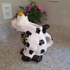 Porta Talheres Vaca De Cerâmica Para Decorar e Organizar Cozinha