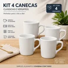 Kit 4 Canecas  Ceramicas Branca 200ml Alta Qualidade Para Seu Cha Cafe Cappucino