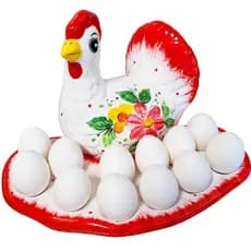 Galinha Porta 12 Ovos Cerâmica Enfeite Centro De Mesa Fruteira
