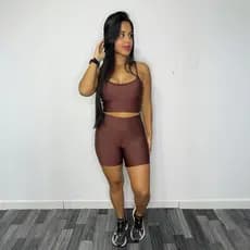 Conjunto Academia Feminino Short Meia Coxa Cintura Alta e Top Alça Suplex Premium Fitness,Treino,Yoga, Corrida, Academia