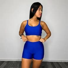 Conjunto Academia Feminino Short e Top Costas Nuas Suplex Premium Cintura Alta Fitness, Treino, Yoga, Corrida, academia
