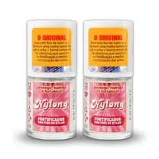 2 Bases Nylong Fortificador de Unhas Top Beauty Para Unhas com Fios de Nylon 7mL