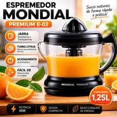 Espremedor Elétrico Mondial Premium E-02 30W Preto 127V para Suco de Laranja e Limão