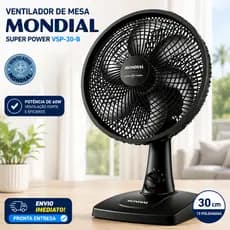 🌬️ Ventilador de Mesa Mondial Super Power 30cm 60W VSP-30-B 127V
