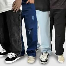 Kit Calça Jeans Balão Baggy Masculina Streetwear Sportlife Barra Larga