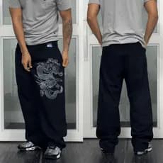 Calça Jeans Baggy Preto Balão Masculino "Dragão Oriental"