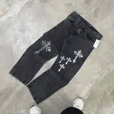 Calça Baggy Jeans Balão Masculina "Cruz" Streetwear Ornamental