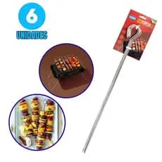 Kit 6 Espetinhos Churrasquinho Kebab Coração Kafta Legumes Petisco Xixo