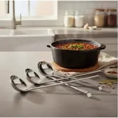 Kit 4 Conchas Reforçadas Com Cabo Grande Para Cozinha Feijão Grosso Reforçado Aço Inox 32CM